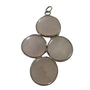 Rose quartz modernist circular pendant 2”